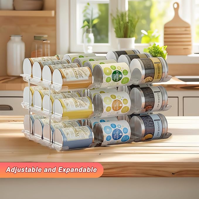 Ynelyase Can Storage Organizer Pantry and Canned Food Holders for Soup Can Goods Dispenser with Rack Clear 9-Pack