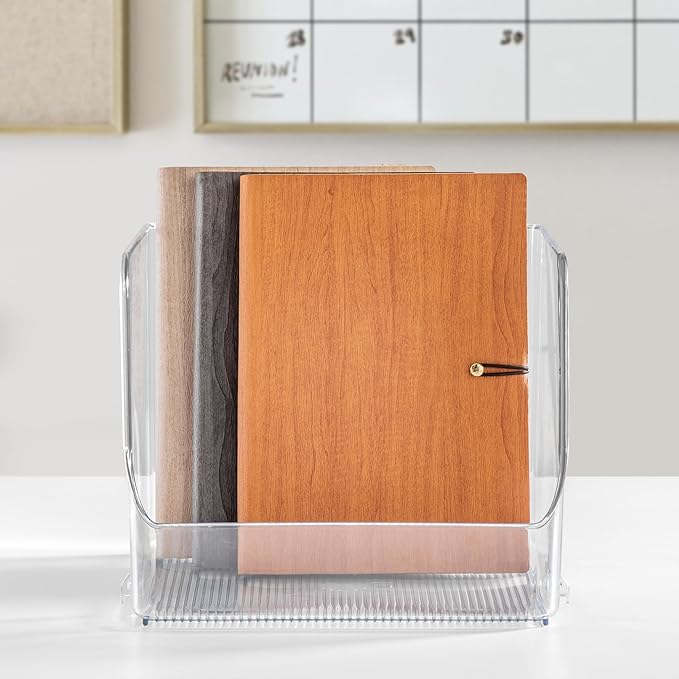 iDesign Linus Stacking Organizer Bins for Kitchen, Pantry, Office, Bathroom, Extra Large-Clear