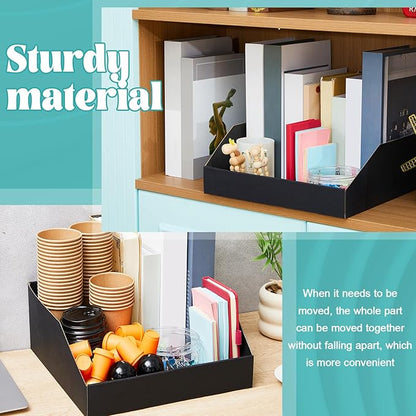 Fuyoooo 30 Pack 12 x 8 x 4.5 Inches Cardboard Storage Bins Open Top Bin Boxes Black Corrugated Shelf Organizer Bins for Pantry, Parts, Garage, Snacks, Bottles, Cans or Warehouse Home Cubby