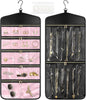 CHICECO Travel Jewelry Holder Organizer,Hanging Jewelry Organizer Storage with Zippered Pockets for Cloest,Jewelry Holder for Earrings, Necklaces (Pink Black)