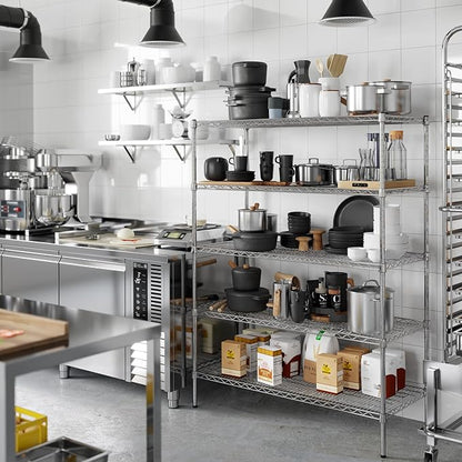 21" Deep x 48" Wide x 64" Height Wire Shelving Kit | 5-Tier | NSF Commercial Storage Rack Unit