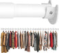 Long Closet Rod 17-75 Inches, Adjustable Heavy Duty White Metal Closet Rods for Hanging Clothes, 1.3 Inch Diameter with Wall Brackets for Wardrobes, Laundry Room