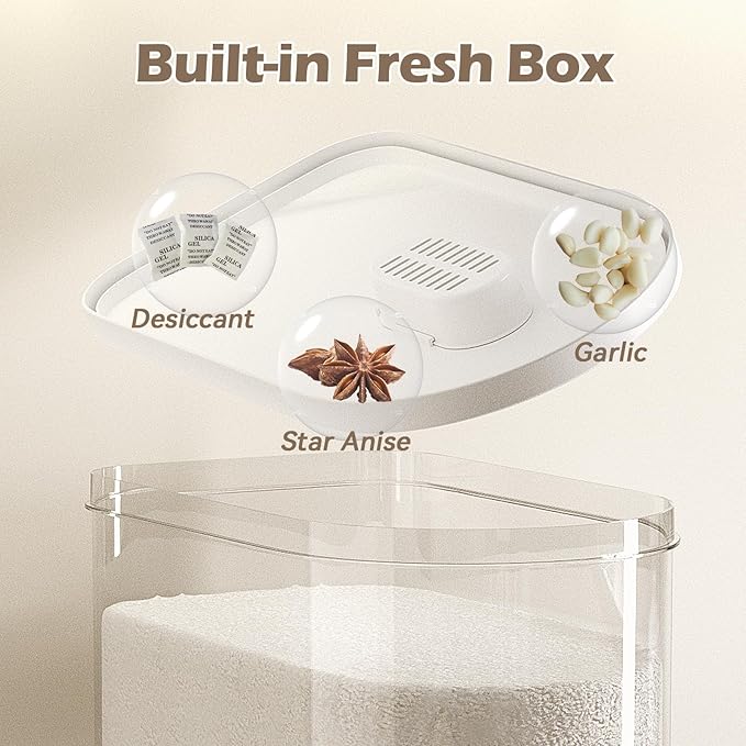 SYNCVIBE Rice Dispenser 22-25 Lbs Rice Storage Container with Measuring Cup Moisture Proof, Large Cereal Dry Food Storage, Household Airtight Food Dispenser Bucket for Kitchen Pantry Organization