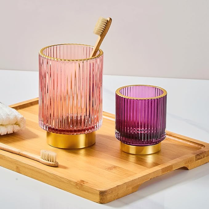Makeup Brush Holder Organizer,Toothbrush Holders,Desk Pen Pencil Holder,Multifunctional Vintage Glass Brush Cup(A3-31-US)