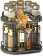 Across-Star Lazy-Susan-Spice-Rack -Organizer For Cabinet With Adjustable Height, 12 inch Rotating Seasoning Holder Spice Organization For Pantry, 2-Tier Kitchen Counter Shelf Countertop Organizer