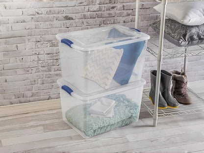 (2pack) 66 Quart Clear Plastic Storage Bins with Latch Lid, Extra Large Stackable Storage Containers for Home Organization, Heavy-Duty Plastic Storage Totes for Clothes, Blankets, Seasonal Items