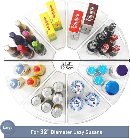 Leeden Lazy Susan Organizer for 32" Diameter Corner Lazy Susan, Plastic Kitchen Cabinet Storage Bins with Handle, 8 Packs, 1/8 Wedge - Food Safe, BPA Free