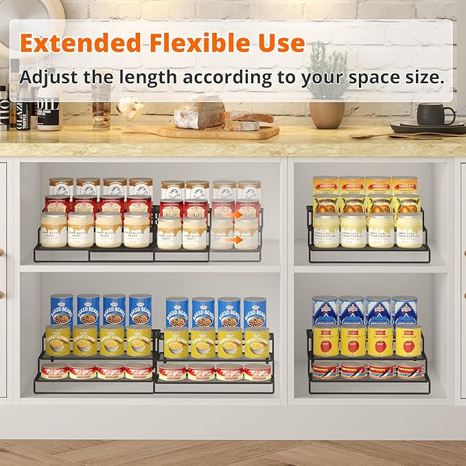 Dmevkic Expandable Can Organizer for Pantry,3-Tier Adjustable Can Organizers and Storage Holds Up to 24 Cans,Can Storage Rack for Pantry,Kitchen,Cabinet