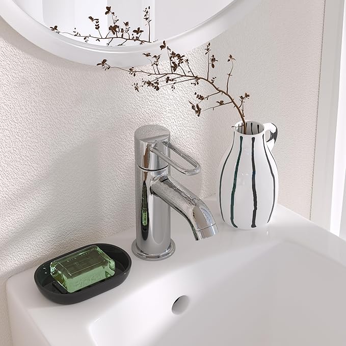 Bathroom Soap Dishes, Not Plastic！White Soap Dishes for Bar Soap, Bamboo Soap Dishes Holder for Bathroom Shower, Bathroom Sink Soap Dish (Black)