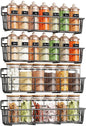 Mystozer Spice Rack Organizer Wall Mount, Hanging Spice Pantry Storage Shelf Organization, 4 Pack Space Saving Seasoning Organizer for Kitchen Cabinet, Door or Bathroom, Black