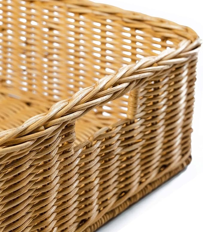 The Basket Lady Under The Bed/Basic Wicker Storage Basket, Extra Large, 25 in L x 19.5 in W x 8 in H, Sandstone