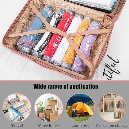 5 Pack Travel Roll up Compression Bag 16 x 24 Inch, Hand-Rolled Packing Vacuum Seal Bags for Travel, Room Saver Vacuum Storage Zipper Bags, Vacuum Sealer Bags Clothes for Luggage Clothing