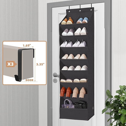 STORAGE MANIAC 1-Pack Over the Door shoe Organizer 8-Shelves + Over Door Shoe Organizer with Curtain 7-Shelves