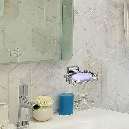 SEIDO Soap Dish for Shower, 304 Stainless Steel Bar Soap Holder for Bathroom & Kitchen, Polished Chrome Soap Tray for Shower, 4.8" L x 3.2" W Internal