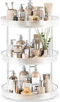 3 Tier Lazy Susan Bathroom Countertop Organizer, 360° Clear Rotating Makeup Cosmetic Perfume Storage Tray, Spinning Vanity Organizer Shelf for Bathroom Cabinet, Dresser, Kitchen(Large)
