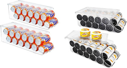 SCAVATA 2 Pack Soda Can Organizer & 2 Pack Skinny Can Organizer for Refrigerator