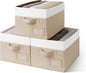 GRANNY SAYS Closet Storage Bins, Storage Baskets for Closet, Fabric Bins for Clothes, Closet Organizer Bins, Khaki&Ivory, Medium, 3-Pack