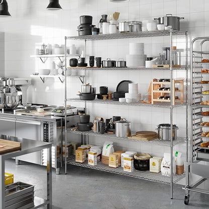 21" Deep x 72" Wide x 86" Height Wire Shelving Kit | 5-Tier | NSF Commercial Storage Rack Unit