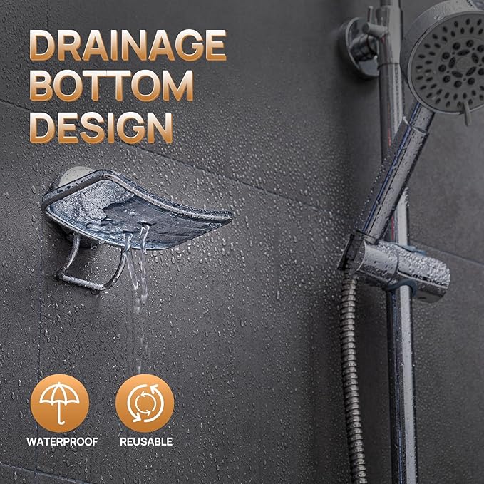 LEVERLOC Chrome Suction Cup Soap Dish Holder for Shower Wall Drill-Free Rustproof Waterproof Wall Mount Strong Suction Removable Bar Soap Sponge Holder for Bathroom Bathtub Kitchen