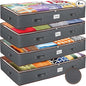 Under Bed Storage Bins - Pack Of 4 Under The Bed Storage Containers For Clothes, Blankets, Winter Clothing, & Shoes - Underbed Storage Containers With Handles, Dual Zippers, & Clear Top