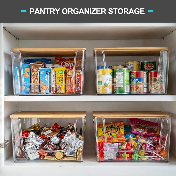 Pantry Organizers Storage, 2 Pack Large Clear Storage Bins for Onion, Potato, Garlic, Canned Food, Organizer Bins for Under Sink, Kitchen, Countertop, Bathroom