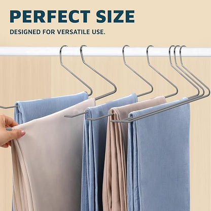 Lifemaster Metal Pants Hanger Set - 50 Pieces Elegant Non-Slip Closet Space Saving Hanger Set for Pants, Trouser, Blankets, and Jeans with Open Ended Sleek Design - Gray