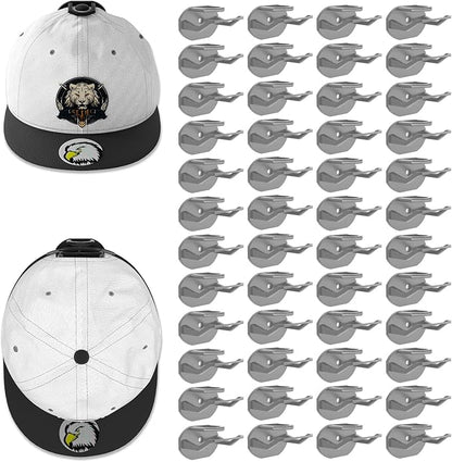 Niunuerga 48 Pack Adhesive Hat Hooks for Wall, Super Strong Hat Rack for Baseball Caps, Minimalist Hat Organizer Display for Home Decor, Hat Hangers Holder for Wall, Door, Closet, No Drilling (Gray)