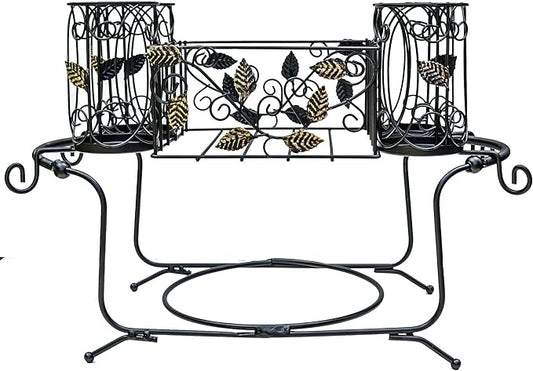 Utensil Caddy - Silverware Caddy or Napkin, Cutlery and Plate Holder - The Ideal 2-Piece Portable Outdoor Kitchen Accessories Buffet Organizer for Picnics, Camping, Barbecue, Parties and Events