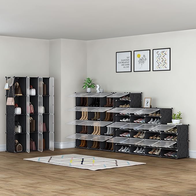 HOMIDEC Shoe Rack Organizer, 8 Tier Shoe Storage Cabinet 48 Pair Plastic Shoe Organizer Shelves for Closet Hallway Bedroom Entryway