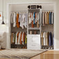 5–9FT Closet System with 3 Wood Drawers, Closet Organizer System with 5 Expandable Hanging Rods, Walk-in Closet System with Shelves, Wall Mounted Built-in Closet Organization System
