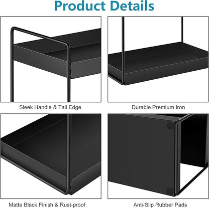 3-Tier Bathroom Countertop Organizer Vanity Tray Cosmetic & Makeup Storage Kitchen Spice Rack Standing Shelf, Black