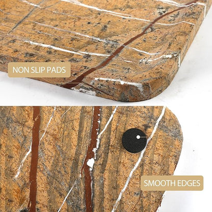 Koville Marble Tray, 12"x8" Natural Marble Vanity Tray for Countertop Bathroom Kitchen Dresser, Decorative Catchall Trays for Perfume Jewelry, Rectangular Stone Serving Tray(Rainforest Gold)
