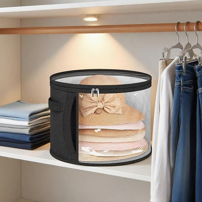 Large Capacity Hat Storage Bag for Women, Holds up to 7 Caps Cowboy Hat Organizer for Closet, Hat Storage Organizer for Travel (Black)