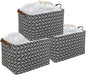 CLOCOR Rectangular Storage Basket,Collapsible Cute Pattern Storage Bin,Waterproof Coating Storage Box with Handles for Home Organization,Shelf Basket (3 Pack Grey Arrow)