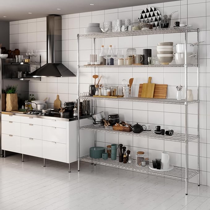 18" Deep x 72" Wide x 86" Height Wire Shelving Kit | 5-Tier | NSF Commercial Storage Rack Unit