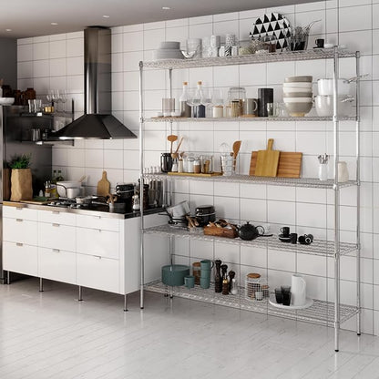 18" Deep x 72" Wide x 86" Height Wire Shelving Kit | 5-Tier | NSF Commercial Storage Rack Unit