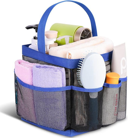 EUDELE Mesh Shower Caddy Portable for College Dorm Room Essentials,Shower Caddy Dorm with 8-Pocket Large Capacity for Beach,Swimming,Gym,Travel essentials, Blue