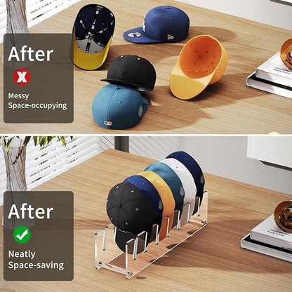 2 Pack Acrylic Hat Organizer, Hat Stand Rack for Baseball Caps, Bedroom, Closet, Dresser 11.7'' inches (Clear)