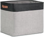 DULLEMELO Large Collapsible Storage Basket/Bin with Sturdy Leather Handles, Fabric Organizer Bin for Storage Clothes, Books, Office, Bedroom, Closet, Nursery & Laundry (Black&Gray)