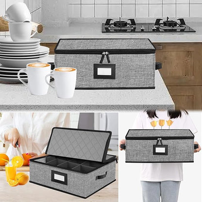 Quilted Mug Cup Storage Box-China Storage Containers Hard Shell,Cup Storage Containers with Lid for Moving Transport,Kichen Dinnerware Storage