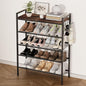 5 Tier Shoe Rack, Shoe Rack for Entryway with Hook, Shoe Organizer with Adjustable Mesh Shelves, Metal Shoe Storage, Closet, Bedroom Living Room Garage
