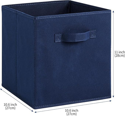 Stero Fabric Storage Bins 6 Pack Fun Colored Durable Storage Cubes with Fabric Handles Foldable Cube Baskets for Home, Kids Room, Closet and Toys Organization Dark Blue