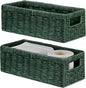 Vagusicc Wicker Storage Basket, Paper Rope Wicker Baskets with Handles, Toilet Paper Basket for Toilet Tank Top, Small Wicker Baskets for Organizing Shelves, 2-Pack, Green