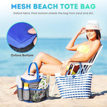 EUDELE Mesh Shower Caddy Portable for College Dorm Room Essentials,Shower Caddy Dorm with 8-Pocket Large Capacity for Beach,Swimming,Gym,Travel essentials, Blue