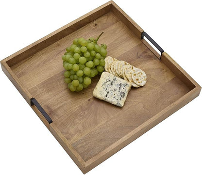 Gourmet Basics by Mikasa 5261665 Square Lazy Susan Serving Tray, 18-Inch, Mango