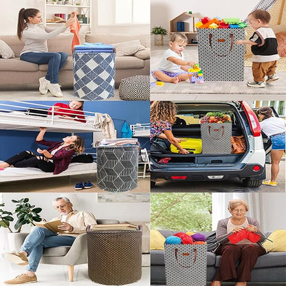 80L Waterproof Laundry Hamper in Family Leather Handle Laundry Basket in Dormitory Collapsible Laundry Bag in Nursery (96-Satisfied laundry hampers, 80L)