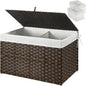 GREENSTELL Storage Basket with Lid, 27.7 Gallon(105L) Lagre Wicker Blanket Storage Basket with Handles, Foldable, 2 Removable Liner Bags, Metal Frame, for Bedroom, Laundry Room, Brown