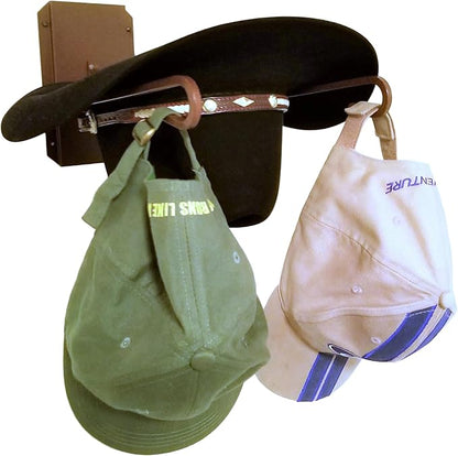 American Made Single Cowboy Hat Holder – Wall Mounted Hat Rack Classic Chisholm Trail Tan Steel
