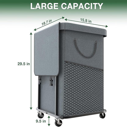 40 Gal(150L) High Grade Large Laundry Basket with Wheels, Rolling Laundry Hamper, Laundry Cart with Metal Frame and Removable Bag Design, Suitable for Laundry Room, Bedroom