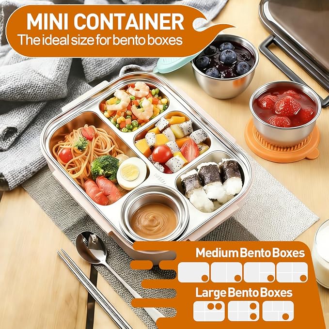 Ninsula 2oz Small Salad Dressing Containers To Go, 4 Pack Condiment Containers with lids, Stainless Steel Small Sauce Cups for Kitchen, School, Office, Picnic